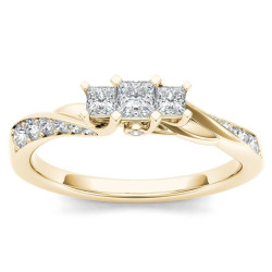 Gold 1/2ct TDW Diamond Three-Stone Anniversary Ring - Handcrafted By Name My Rings™