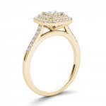 Gold 1/3ct TDW Diamond Double Halo Engagement Ring - Handcrafted By Name My Rings™