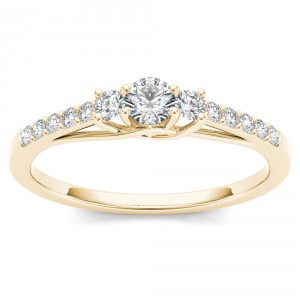 Gold 1/3ct TDW Diamond Three-Stone Anniversary Ring - Handcrafted By Name My Rings™