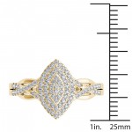 Gold 1/4ct TDW Diamond Cluster Halo Engagement Ring - Handcrafted By Name My Rings™