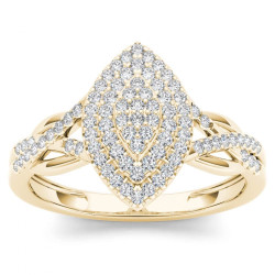 Gold 1/4ct TDW Diamond Cluster Halo Engagement Ring - Handcrafted By Name My Rings™