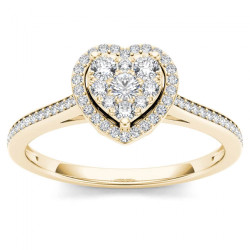Gold 1/4ct TDW Diamond Halo Engagement Ring - Handcrafted By Name My Rings™
