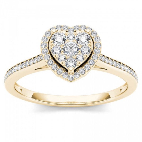 Gold 1/4ct TDW Diamond Halo Engagement Ring - Handcrafted By Name My Rings™
