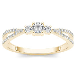Gold 1/4ct TDW Diamond Three-Stone Anniversary Ring - Handcrafted By Name My Rings™