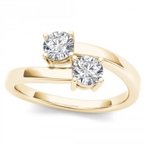 Gold 1/4ct TDW Diamond Two-Stone Ring - Handcrafted By Name My Rings™