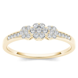 Gold 1/5ct TDW Diamond Cluster Engagement Ring - Handcrafted By Name My Rings™