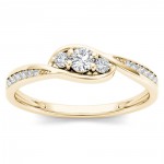 Gold 1/5ct TDW Diamond Three-Stone Engagement Ring - Handcrafted By Name My Rings™