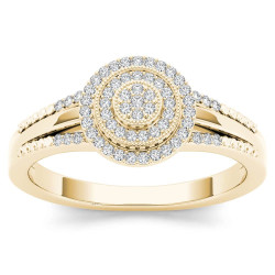 Gold 1/6ct TDW Diamond Halo Engagement Ring - Handcrafted By Name My Rings™