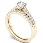 Gold 1ct TDW Diamond Classic Engagement Ring Set - Handcrafted By Name My Rings™