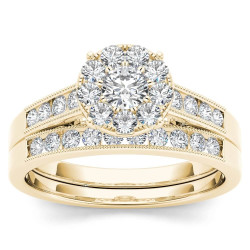 Gold 3/4ct TDW Diamond Bridal Ring Set - Handcrafted By Name My Rings™