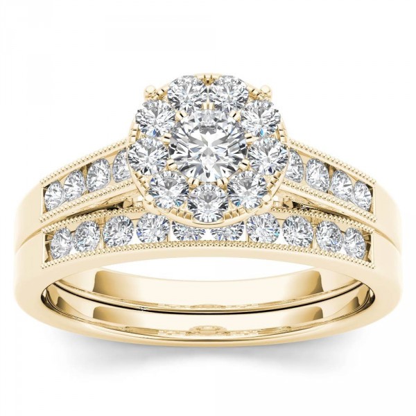 Gold 3/4ct TDW Diamond Bridal Ring Set - Handcrafted By Name My Rings™