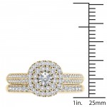 Gold 7/8ct TDW Diamond Double Halo Engagement Ring Set with One Band - Handcrafted By Name My Rings™