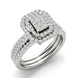 1/2ct TDW Cluster Halo Bridal Set - Handcrafted By Name My Rings™