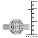 1/2ct TDW Cluster Halo Bridal Set - Handcrafted By Name My Rings™