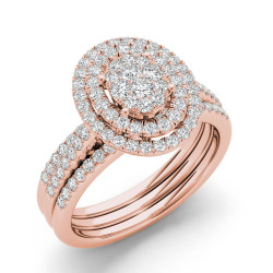 1/2ct TDW Cluster Halo Bridal Set - Handcrafted By Name My Rings™