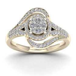 1/2ct TDW Diamond Cluster Engagement Ring - Handcrafted By Name My Rings™