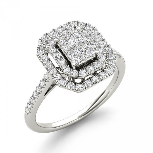 1/2ct TDW Diamond Cluster Halo Engagement Ring - Handcrafted By Name My Rings™