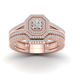 1/2ct TDW Diamond Double Halo Bridal Set - Handcrafted By Name My Rings™