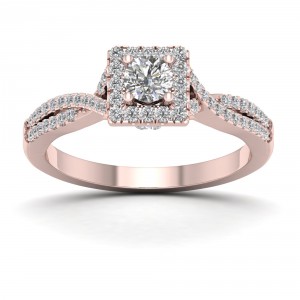 1/2ct TDW Diamond Halo Engagement Ring - Handcrafted By Name My Rings™
