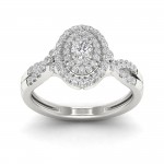 1/2ct TDW Diamond Oval Shape Halo Engagement Ring - Handcrafted By Name My Rings™