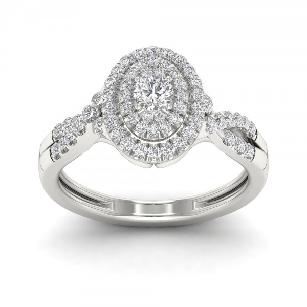 1/2ct TDW Diamond Oval Shape Halo Engagement Ring - Handcrafted By Name My Rings™