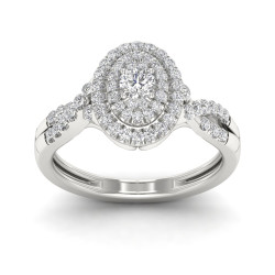 1/2ct TDW Diamond Oval Shape Halo Engagement Ring - Handcrafted By Name My Rings™