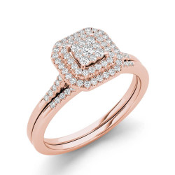 1/3ct TDW Cluster Halo Bridal Set - Handcrafted By Name My Rings™