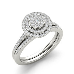 1/3ct TDW Cluster Halo Bridal Set - Handcrafted By Name My Rings™
