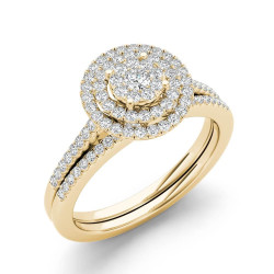 1/3ct TDW Cluster Halo Bridal Set - Handcrafted By Name My Rings™