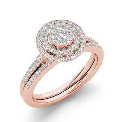 1/3ct TDW Cluster Halo Bridal Set - Handcrafted By Name My Rings™