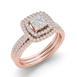 1/3ct TDW Cluster Halo Bridal Set - Handcrafted By Name My Rings™