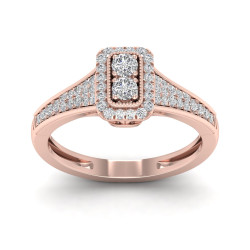 1/3ct TDW Diamond  Rectangle Shape Engagement Ring - Handcrafted By Name My Rings™