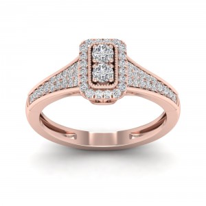 1/3ct TDW Diamond  Rectangle Shape Engagement Ring - Handcrafted By Name My Rings™