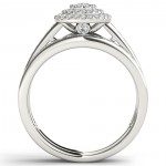 1/3ct TDW Diamond Cluster Halo Bridal Set - Handcrafted By Name My Rings™