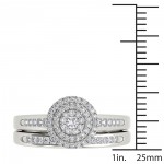 1/3ct TDW Diamond Cluster Halo Bridal Set - Handcrafted By Name My Rings™