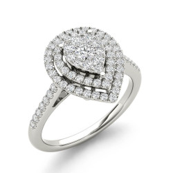 1/3ct TDW Diamond Cluster Pear-Shaped Frame Engagement Ring - Handcrafted By Name My Rings™
