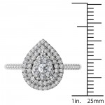 1/3ct TDW Diamond Cluster Pear-Shaped Frame Engagement Ring - Handcrafted By Name My Rings™