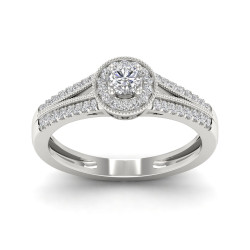 1/3ct TDW Diamond Round Shape Halo Engagement Ring - Handcrafted By Name My Rings™