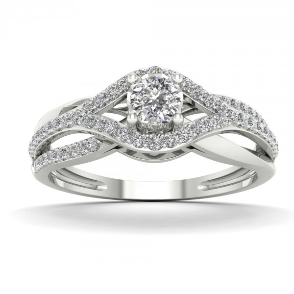 1/3ct TDW Diamond Split Shank Engagement Ring - Handcrafted By Name My Rings™