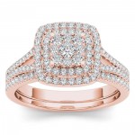 Rose Gold 1/2ct TDW Diamond Cluster Halo Ring - Handcrafted By Name My Rings™