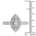 White Gold 1 1/2ct TDW Marquise Shape Diamond Halo Engagement Ring - Handcrafted By Name My Rings™