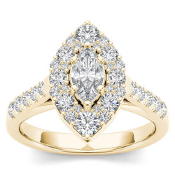 Gold 1 1/2ct TDW Marquise Shape Diamond Halo Engagement Ring - Handcrafted By Name My Rings™