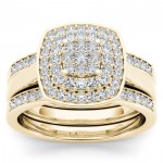 Gold 1/3ct TDW Diamond Cluster Halo Ring - Handcrafted By Name My Rings™