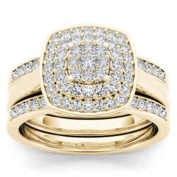 Gold 1/3ct TDW Diamond Cluster Halo Ring - Handcrafted By Name My Rings™
