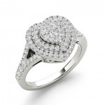 1/4ct TDW Diamond Cluster Heart Shape Engagement Ring - Handcrafted By Name My Rings™