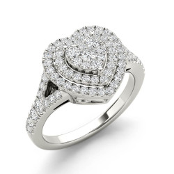 1/4ct TDW Diamond Cluster Heart Shape Engagement Ring - Handcrafted By Name My Rings™
