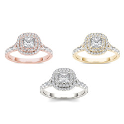 Gold 1 1/10ct TDW Diamond Halo Engagement Ring - Handcrafted By Name My Rings™