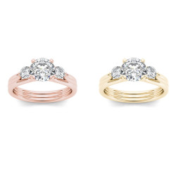 Gold 1 1/2ct TDW Diamond Three-Stone Anniversary Ring - Handcrafted By Name My Rings™