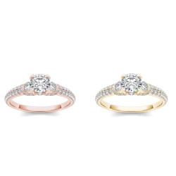 Gold 1 1/2ct TDW Diamond Three Stone Engagement Ring - Handcrafted By Name My Rings™