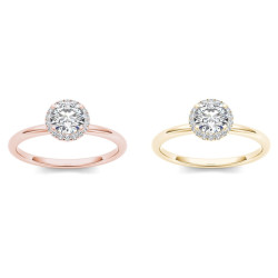 Gold 1/2ct TDW Diamond Halo Engagement Ring - Handcrafted By Name My Rings™